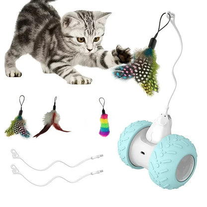 Interactive Cat Toys for Indoor Cats, Automatic Kitten Toys Electronic with Mouse and 3 Feathers
