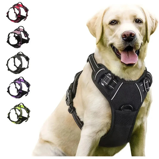 Dog Collar, Harness & Leash Set, Leather Vest for Small, Medium & Large Dogs and Puppies