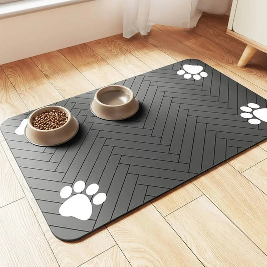 Pet Feeding Mat, Absorbent Quick-Dry Placemat, Non-Slip Waterproof Mat for Dog & Cat Food and Water Bowls