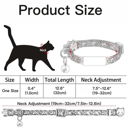 Personalized Cat Collar with Bell, Custom Engraved ID Tag, Glow Anti-Lost Collar for Kittens & Puppies