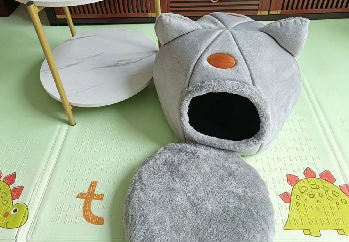 1pc Cute Cat Bed / Winter-Spring Semi-Enclosed Small Bed