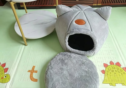 1pc Cute Cat Bed / Winter-Spring Semi-Enclosed Small Bed