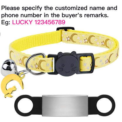 Personalized Cat Collar with Bell, Custom Engraved ID Tag, Glow Anti-Lost Collar for Kittens & Puppies