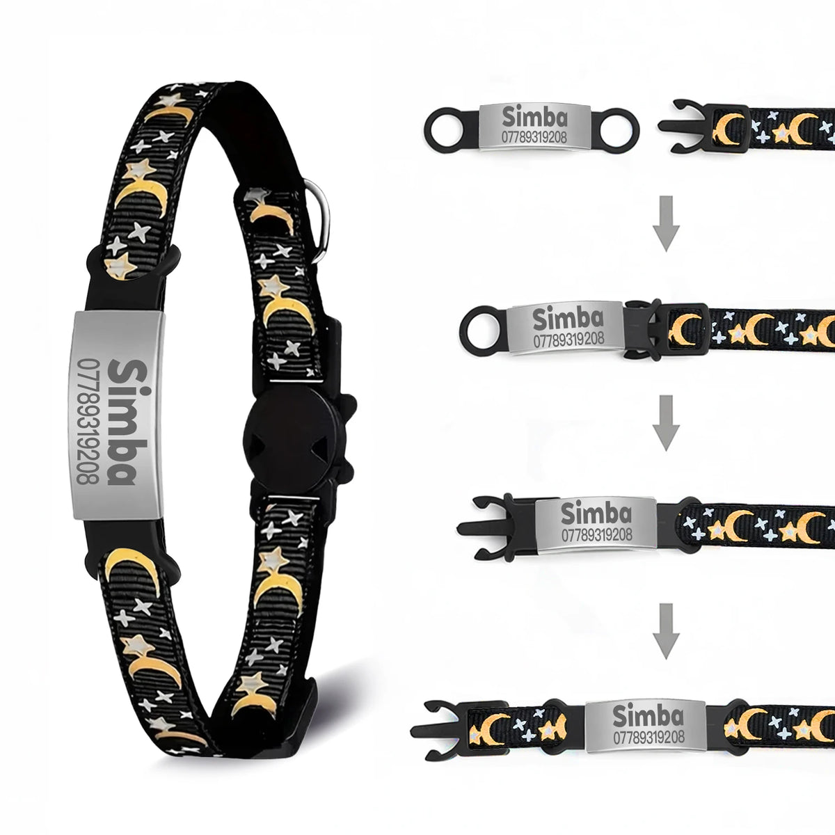 Personalized Cat Collar with Bell, Custom Engraved ID Tag, Glow Anti-Lost Collar for Kittens & Puppies