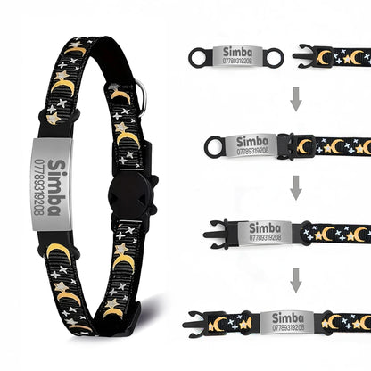 Personalized Cat Collar with Bell, Custom Engraved ID Tag, Glow Anti-Lost Collar for Kittens & Puppies
