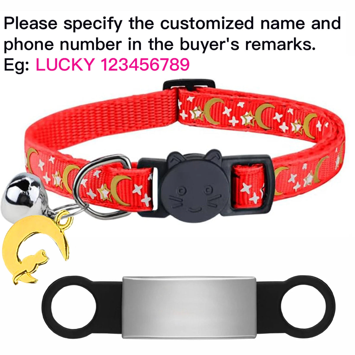 Personalized Cat Collar with Bell, Custom Engraved ID Tag, Glow Anti-Lost Collar for Kittens & Puppies