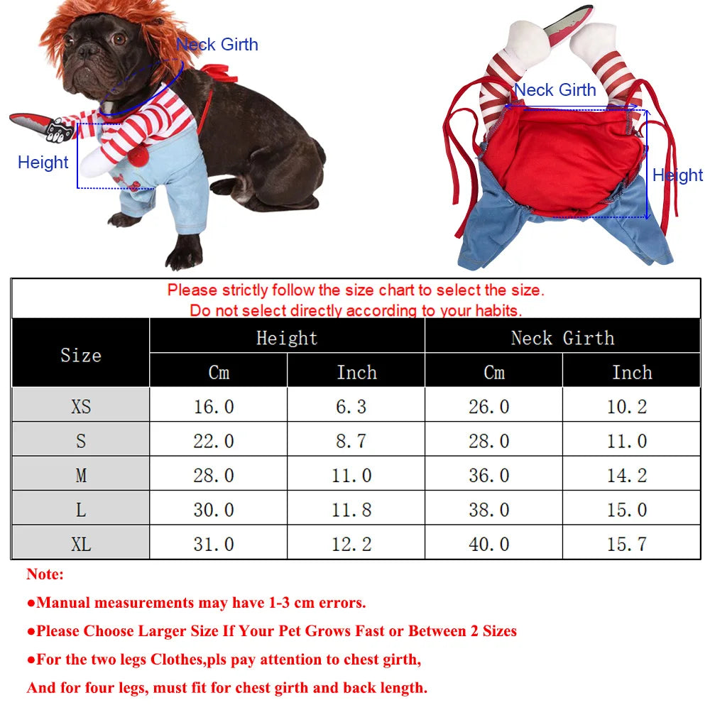 Funny Halloween Pet Costume – Soft Warm Jumpsuit for Cats & Small Dogs