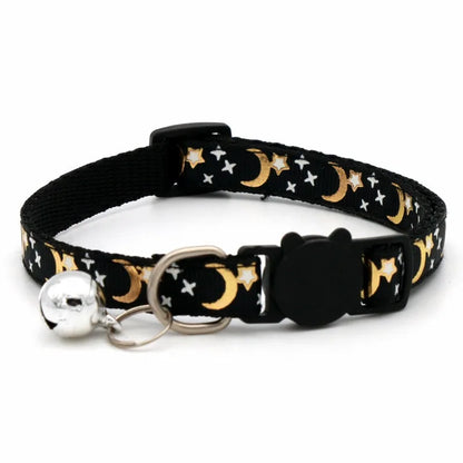 Pet Collar with Bell, Cute Paw Print Adjustable Safety Collar for Dogs, Puppies & Kittens