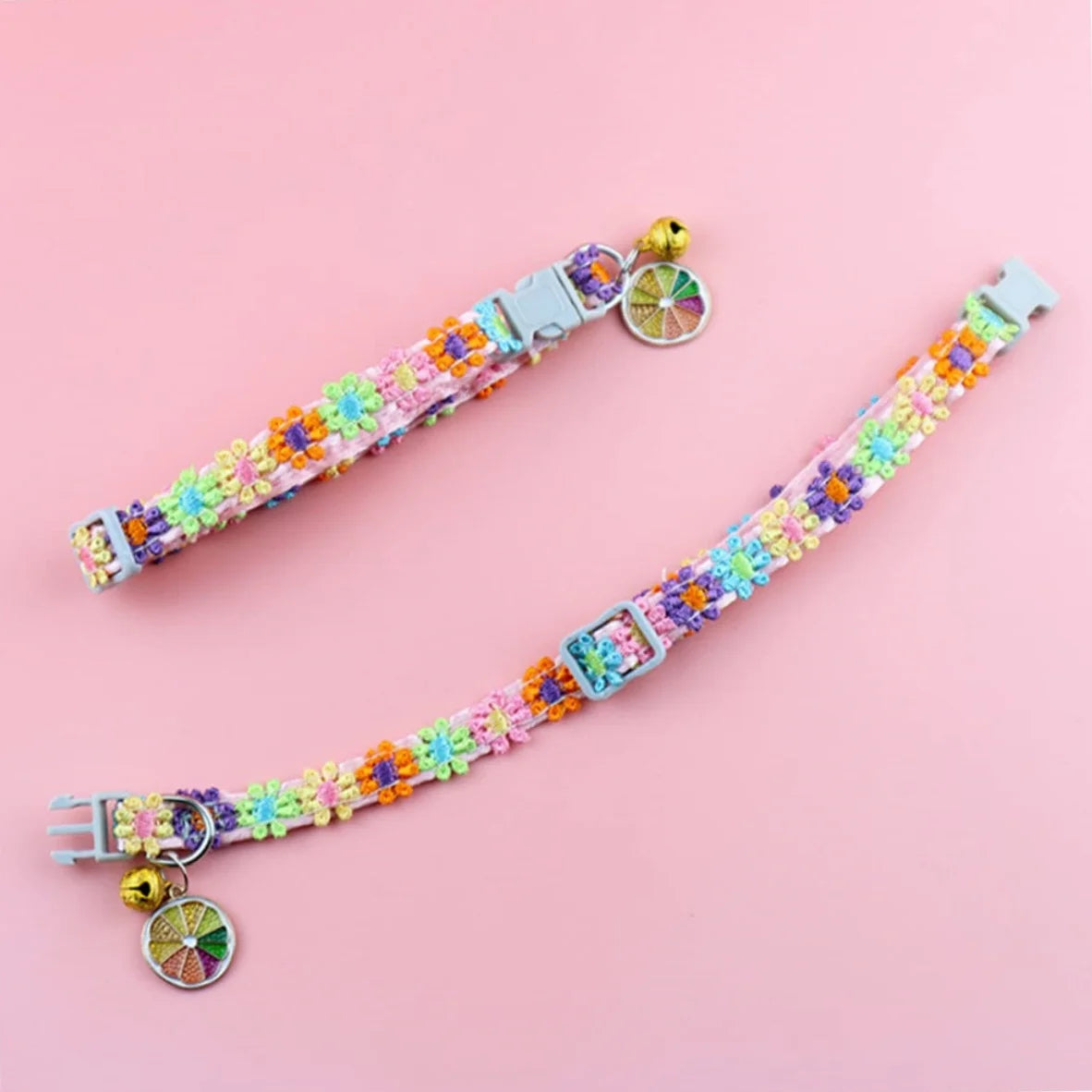 Pet Collar with Bell, Cute Paw Print Adjustable Safety Collar for Dogs, Puppies & Kittens