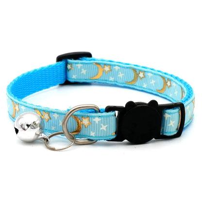 Pet Collar with Bell, Cute Paw Print Adjustable Safety Collar for Dogs, Puppies & Kittens
