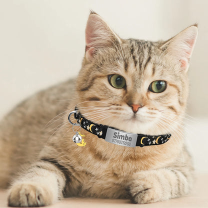 Personalized Cat Collar with Bell, Custom Engraved ID Tag, Glow Anti-Lost Collar for Kittens & Puppies