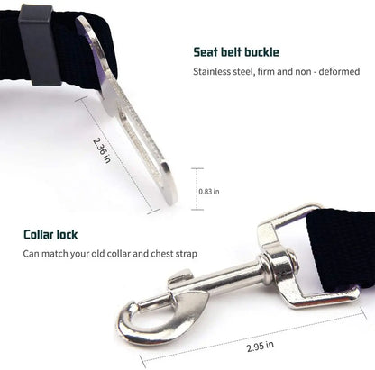 Adjustable Dog & Cat Car Seat Belt, Pet Safety Harness Lead Clip for Vehicle Travel