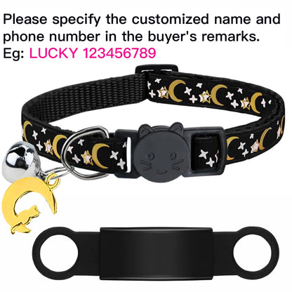 Personalized Cat Collar with Bell, Custom Engraved ID Tag, Glow Anti-Lost Collar for Kittens & Puppies