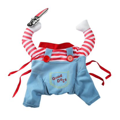 Funny Halloween Pet Costume – Soft Warm Jumpsuit for Cats & Small Dogs
