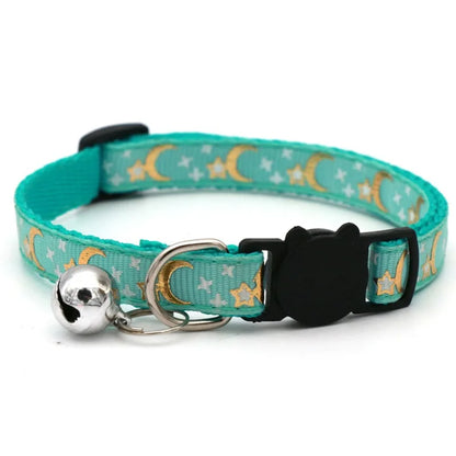 Pet Collar with Bell, Cute Paw Print Adjustable Safety Collar for Dogs, Puppies & Kittens