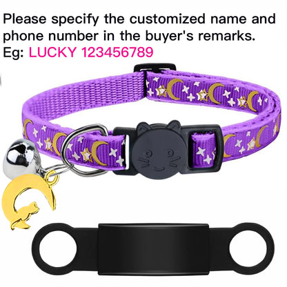 Personalized Cat Collar with Bell, Custom Engraved ID Tag, Glow Anti-Lost Collar for Kittens & Puppies