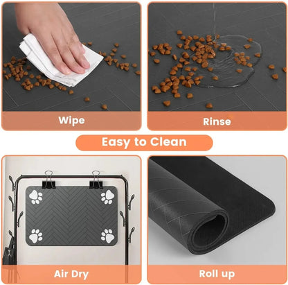 Pet Feeding Mat, Absorbent Quick-Dry Placemat, Non-Slip Waterproof Mat for Dog & Cat Food and Water Bowls