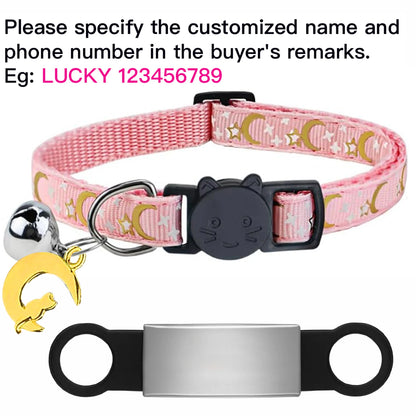 Personalized Cat Collar with Bell, Custom Engraved ID Tag, Glow Anti-Lost Collar for Kittens & Puppies