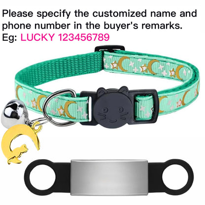 Personalized Cat Collar with Bell, Custom Engraved ID Tag, Glow Anti-Lost Collar for Kittens & Puppies