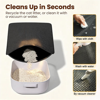 Cat Litter Mat, Double Layer Non-Slip Waterproof Litter Trapping Mat, Large, Wear-Resistant
