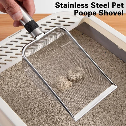 Stainless Steel Cat Litter Scoop, Rust-Resistant Ergonomic Handle, Easy Clean