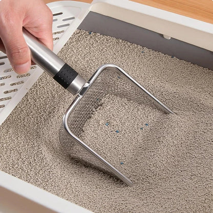 Stainless Steel Cat Litter Scoop, Rust-Resistant Ergonomic Handle, Easy Clean