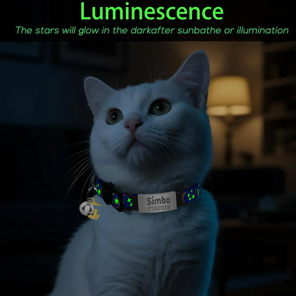 Personalized Cat Collar with Bell, Custom Engraved ID Tag, Glow Anti-Lost Collar for Kittens & Puppies