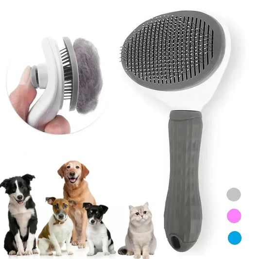 Self Cleaning Pet Hair Remover Brush, Dog & Cat Dematting Comb Grooming Tool