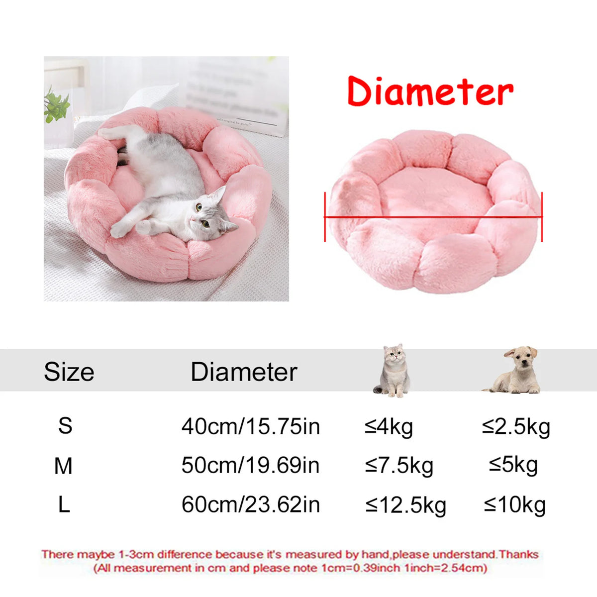 40-90cm 6 Sizes Round Pet Bed for Large Dog Bed Super Soft Cat Bed