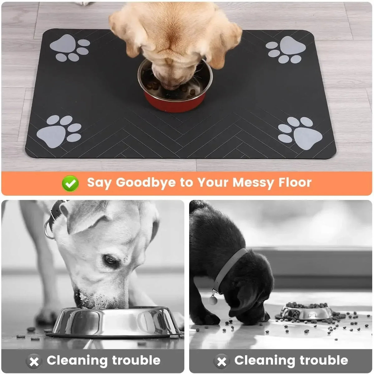 Pet Feeding Mat, Absorbent Quick-Dry Placemat, Non-Slip Waterproof Mat for Dog & Cat Food and Water Bowls