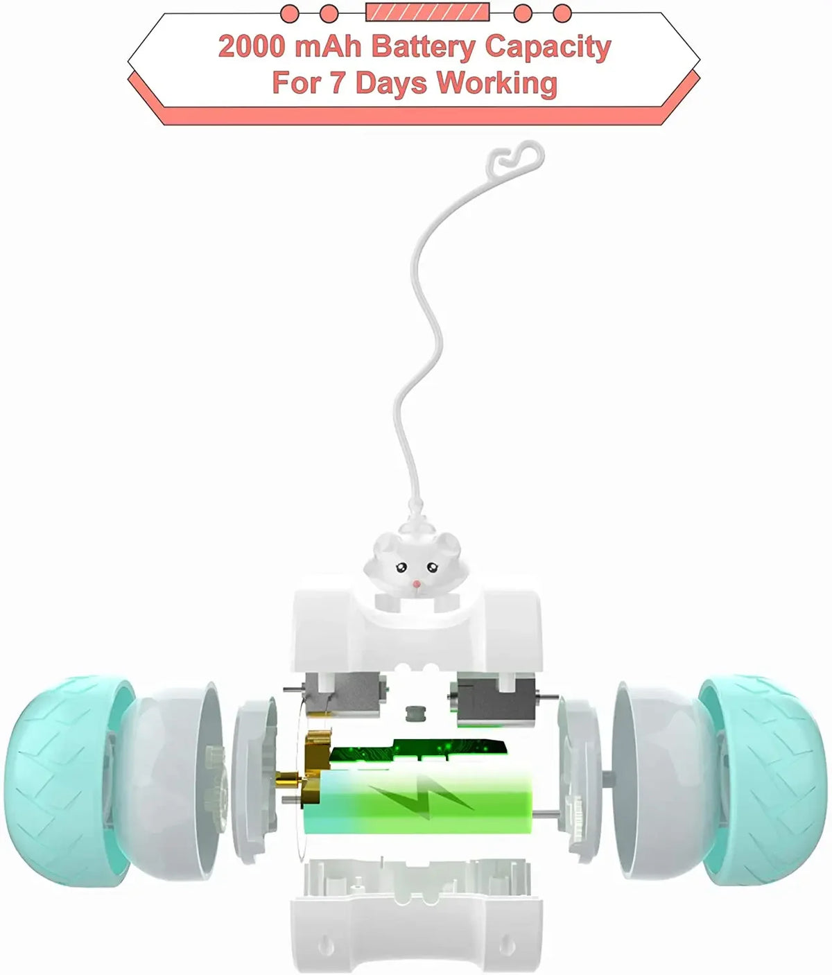 Interactive Cat Toys for Indoor Cats, Automatic Kitten Toys Electronic with Mouse and 3 Feathers