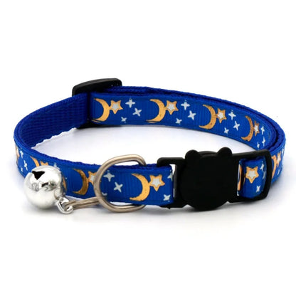 Pet Collar with Bell, Cute Paw Print Adjustable Safety Collar for Dogs, Puppies & Kittens