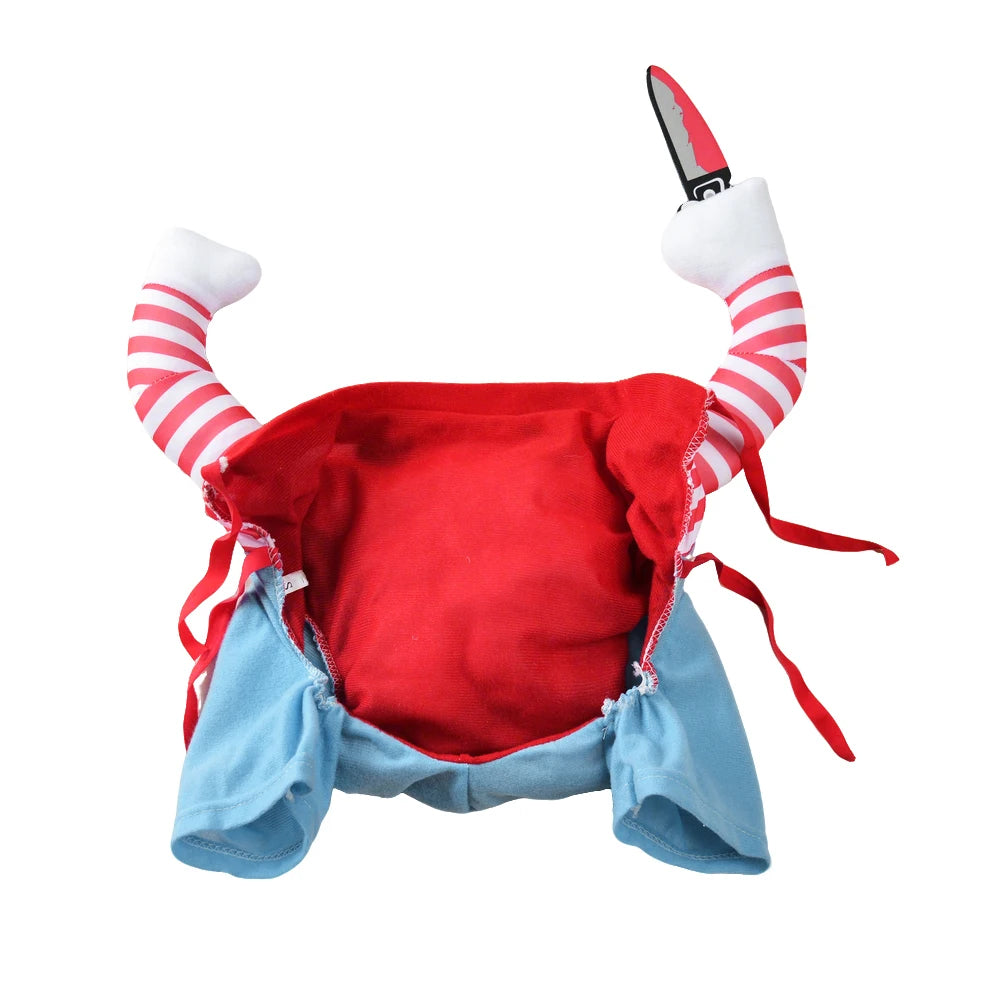 Funny Halloween Pet Costume – Soft Warm Jumpsuit for Cats & Small Dogs