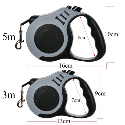 3m/5m Retractable Dog Leash, Strong Nylon, Durable Lead for Small, Medium & Large Dogs and Cats