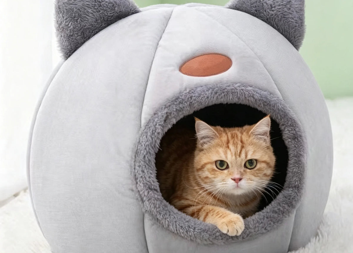 1pc Cute Cat Bed / Winter-Spring Semi-Enclosed Small Bed