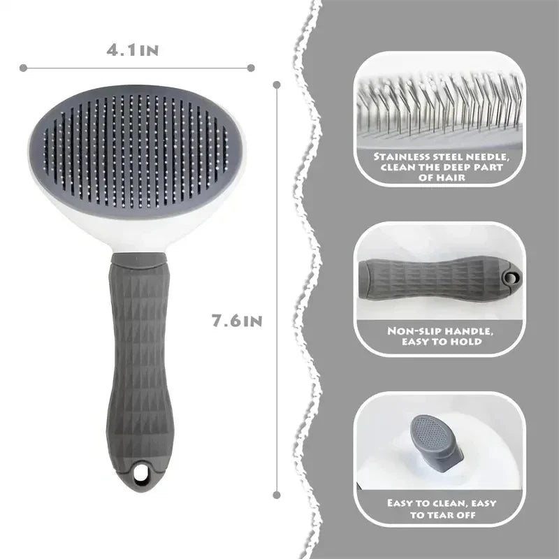 Self Cleaning Pet Hair Remover Brush, Dog & Cat Dematting Comb Grooming Tool