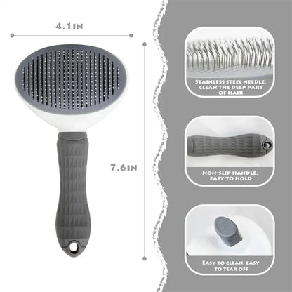 Self Cleaning Pet Hair Remover Brush, Dog & Cat Dematting Comb Grooming Tool