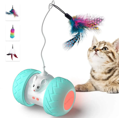 Interactive Cat Toys for Indoor Cats, Automatic Kitten Toys Electronic with Mouse and 3 Feathers