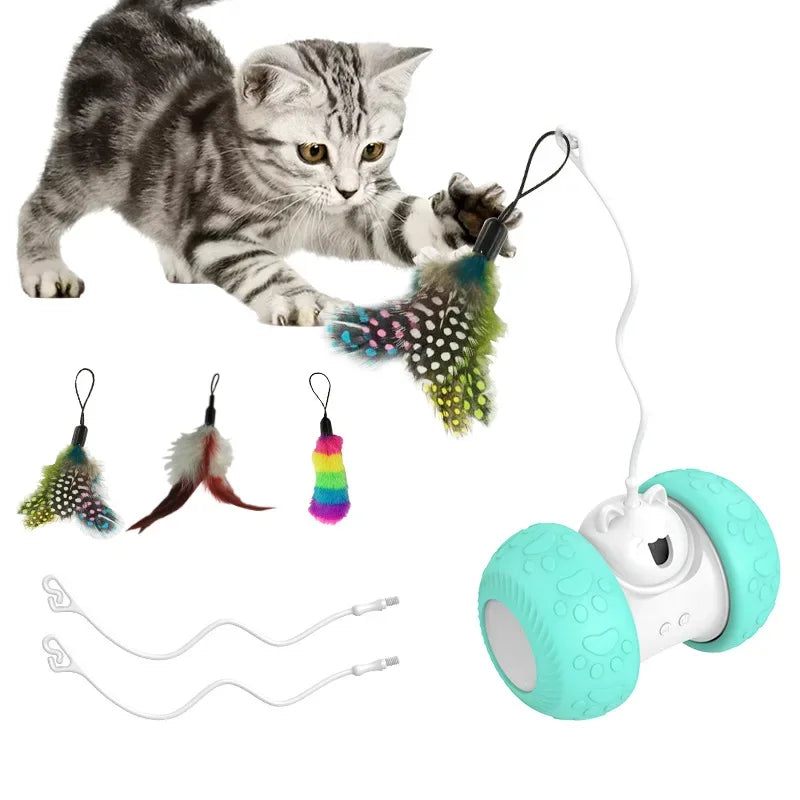 Interactive Cat Toys for Indoor Cats, Automatic Kitten Toys Electronic with Mouse and 3 Feathers