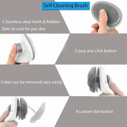 Self Cleaning Pet Hair Remover Brush, Dog & Cat Dematting Comb Grooming Tool