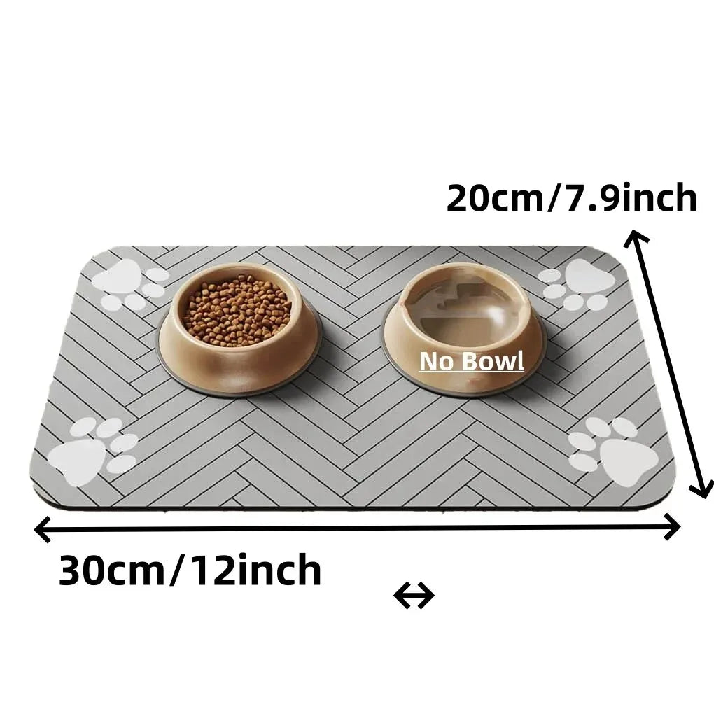 Pet Feeding Mat, Absorbent Quick-Dry Placemat, Non-Slip Waterproof Mat for Dog & Cat Food and Water Bowls