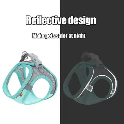 Dog & Cat Harness Leash Set, Reflective Breathable Adjustable Vest for Small & Medium Dogs, Outdoor Walking