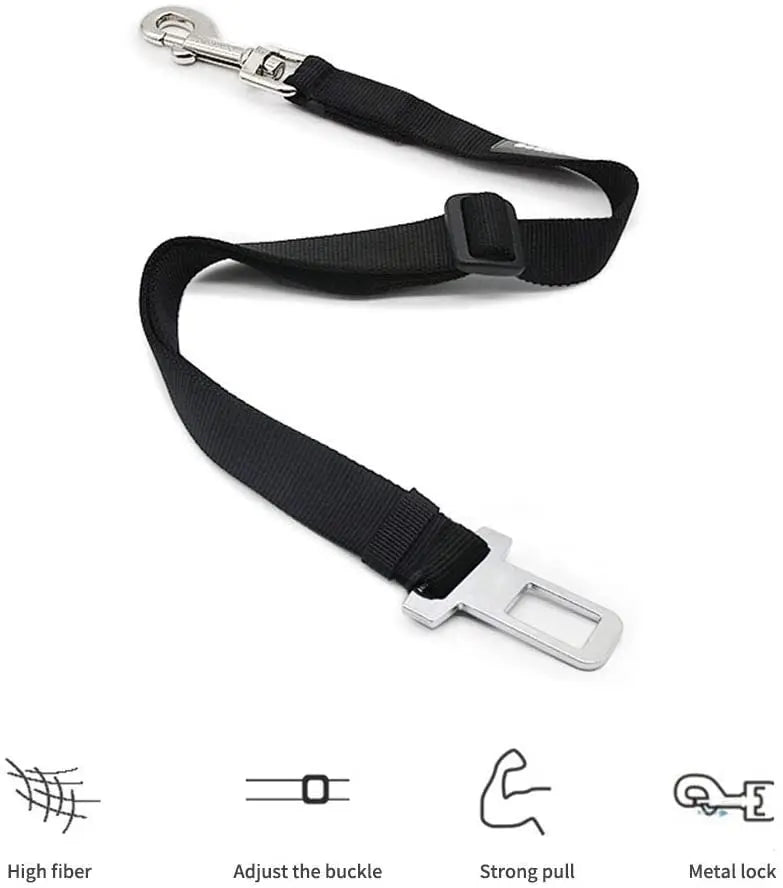 Adjustable Dog & Cat Car Seat Belt, Pet Safety Harness Lead Clip for Vehicle Travel