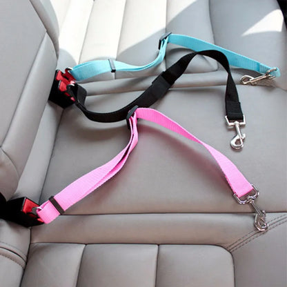 Adjustable Dog & Cat Car Seat Belt, Pet Safety Harness Lead Clip for Vehicle Travel