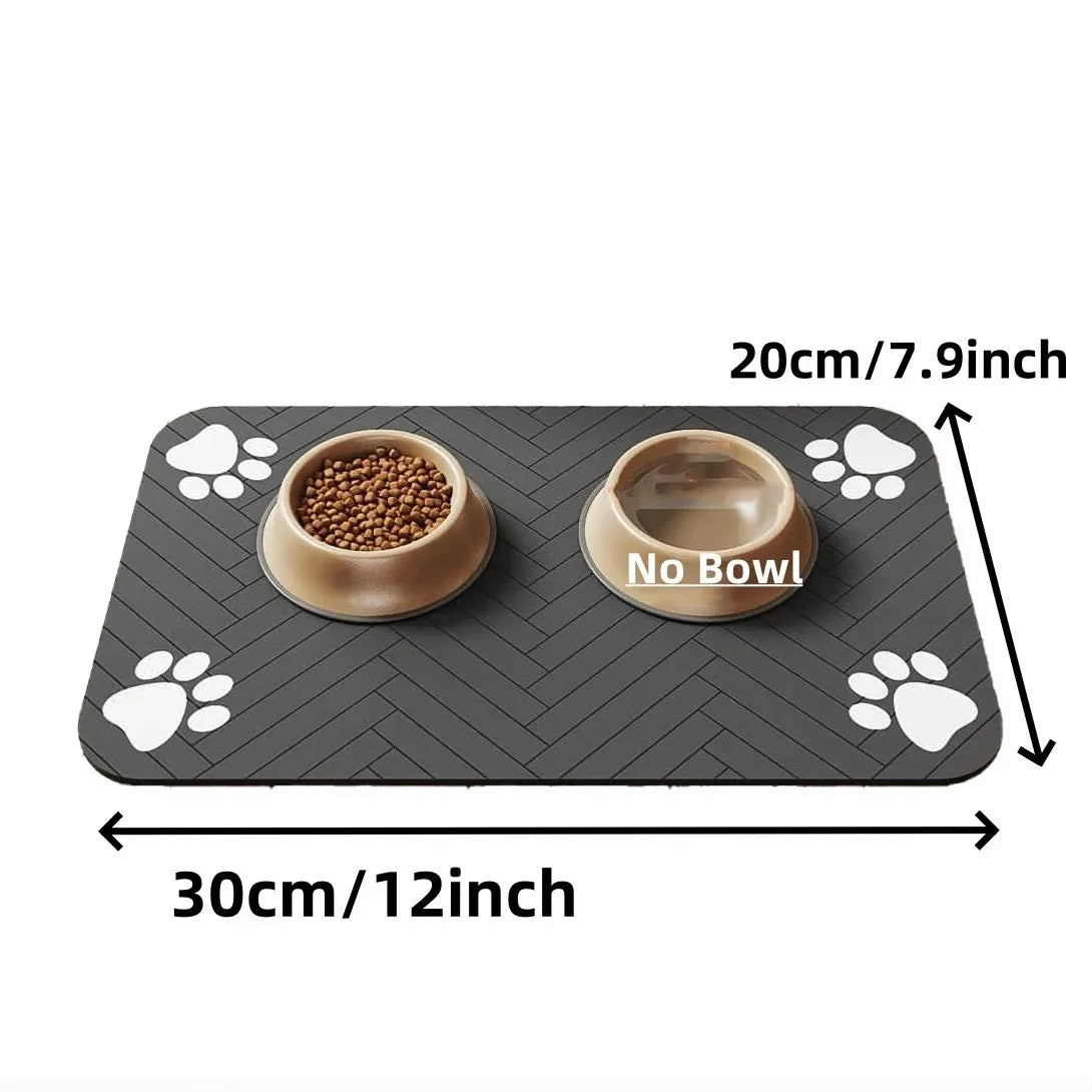 Pet Feeding Mat, Absorbent Quick-Dry Placemat, Non-Slip Waterproof Mat for Dog & Cat Food and Water Bowls