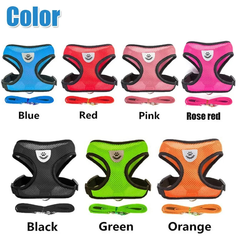 Cat & Dog Harness and Leash Set, Breathable Mesh Vest, Adjustable Reflective, for Small Dogs & Cats