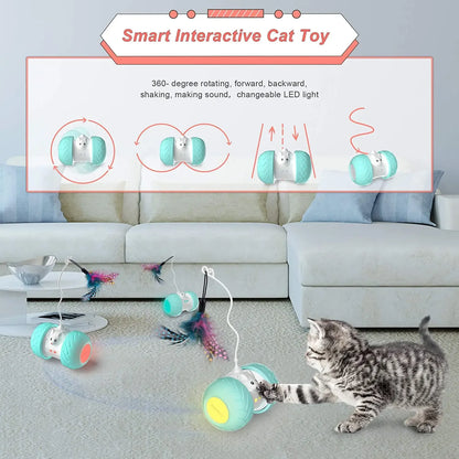 Interactive Cat Toys for Indoor Cats, Automatic Kitten Toys Electronic with Mouse and 3 Feathers