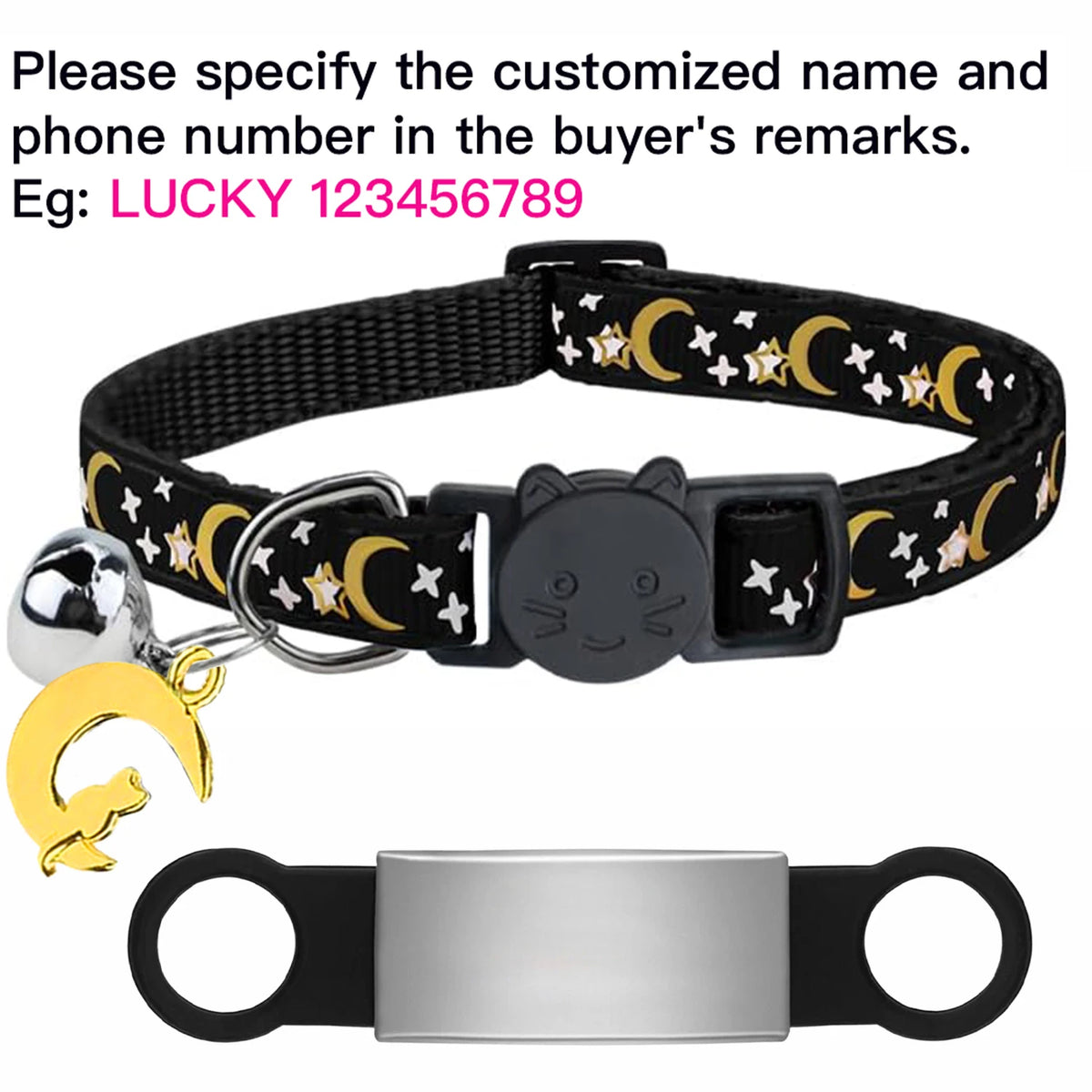 Personalized Cat Collar with Bell, Custom Engraved ID Tag, Glow Anti-Lost Collar for Kittens & Puppies