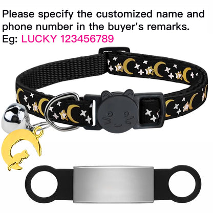 Personalized Cat Collar with Bell, Custom Engraved ID Tag, Glow Anti-Lost Collar for Kittens & Puppies