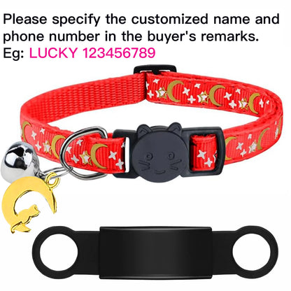 Personalized Cat Collar with Bell, Custom Engraved ID Tag, Glow Anti-Lost Collar for Kittens & Puppies
